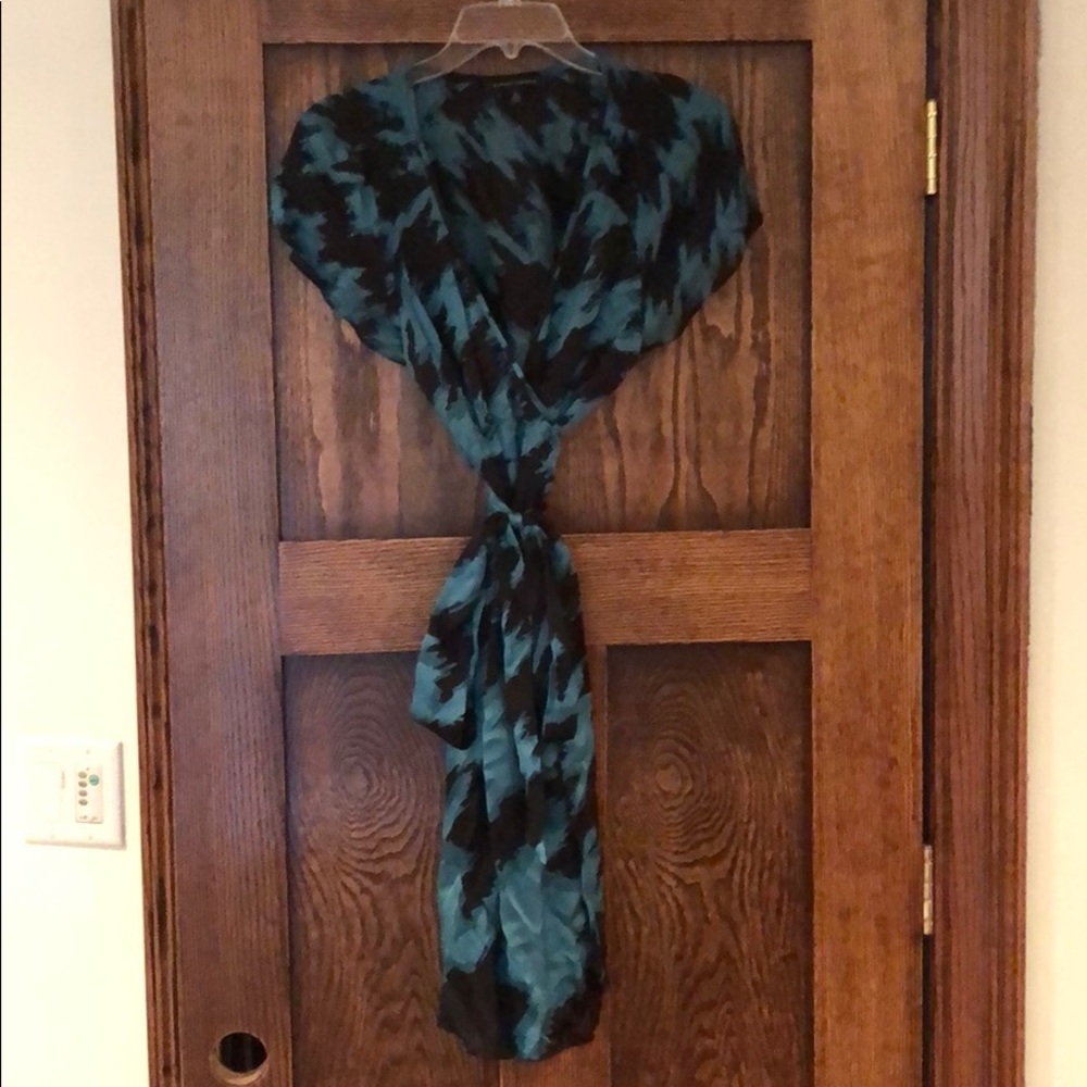Banana Republic Black/Green Wrap Dress